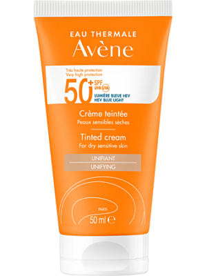 Avène Crème 50+ UVB UVA Lumière bleue HEV Peaux sensibles sèches teintée 50ml