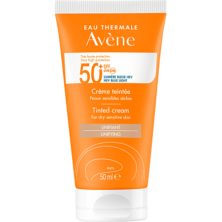 Avène Crème 50+ UVB UVA Lumière bleue HEV Peaux sensibles sèches teintée 50ml