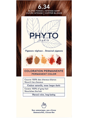 Phyto Kit Coloration Permanente 6.34 Blond Foncé Cuivré 50ml + 50ml + 10ml